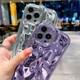 thumbnail image 2 of case for iPhone 14 Pro Max Holographic Case, Luxurly Plating Glitter Case, Bling 3D Water Ripple Wave Pattern,Soft Silicone Shockproof Camera Protective Phone case for Women Girls, Purple, 2 of 13
