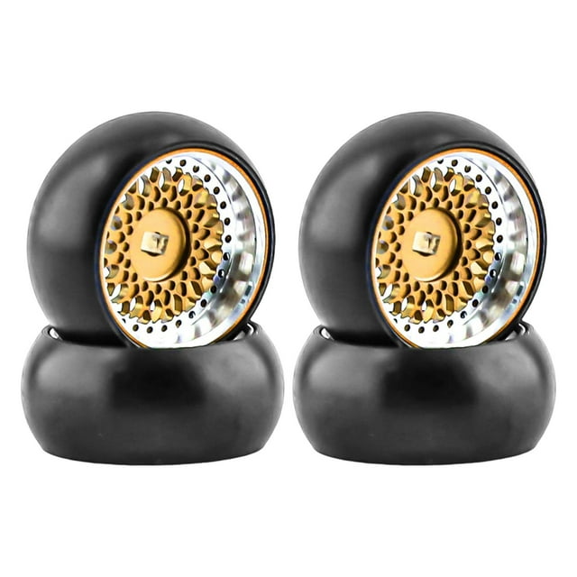 Juego de neumáticos de goma 1:28 de 4 piezas, llantas y neumáticos para accesorios K969 P939 P929 Dorado