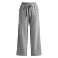 thumbnail image 4 of ZHYou No Boundarie Womens Casual Pants High Waist Drawstring Baggy Fit Wide Leg Flowy Comfy Sweatpants,Gray,Size XL, 4 of 9