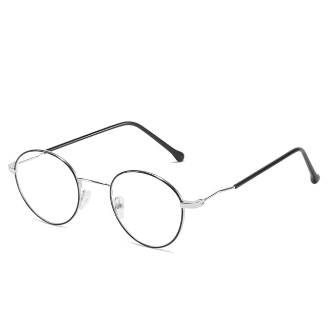 CAROOTU Metal Round Frame Blue Light Color Changing Flat Glasses Fashion Simple