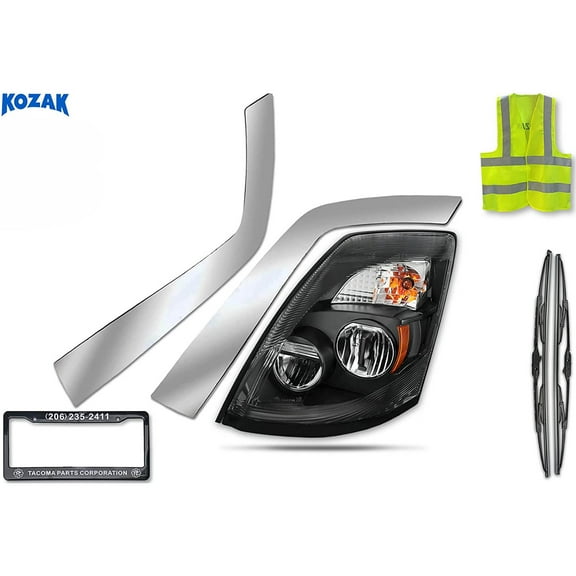 KOZAK Compatible with Volvo VNL 630 670 730 780 2004-2017 Full Led Headlight Black Left Side