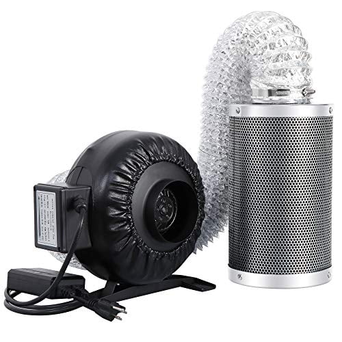 JungleA Air Vent Filtration Kit 4 Inch 276 CFM Inline Fan with Speed