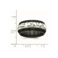 thumbnail image 2 of 10.00mm Black Titanium and 925 Sterling Silver Inlay Polished Scroll Ring Size 12 Ring for Women, 2 of 2
