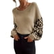 thumbnail image 2 of CORIRESHA Women's Gothic Style Fashion Casual Leopard Print Splicing Lantern Sleeves V-Neck Knitted Sweater, 2 of 4