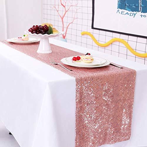 TRLYC Sequin Table Runner Gold 13 by 60-Inch Sequin Tablecloths