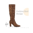 thumbnail image 6 of BLISSFUL STEP Women's Boots  Knee High Faux Suede Pointed Toe Block Heel Wrinkled Dress Boots Leopard 9.5, 6 of 7