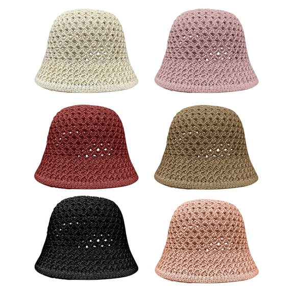 Women Summer Beach Sun Hat Versatile Hollow Breathable Mesh Fashion Sunshade Bucket Hat Pink
