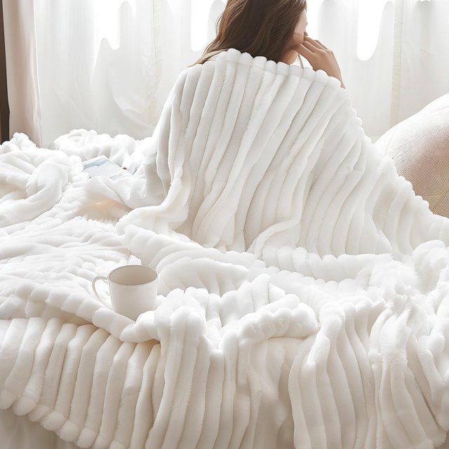 Manta tamaño king para cama: mantas súper suaves y acogedoras para mujeres, linda manta grande de vellón para niñas, color blanco, 108 x 90 pulgadas