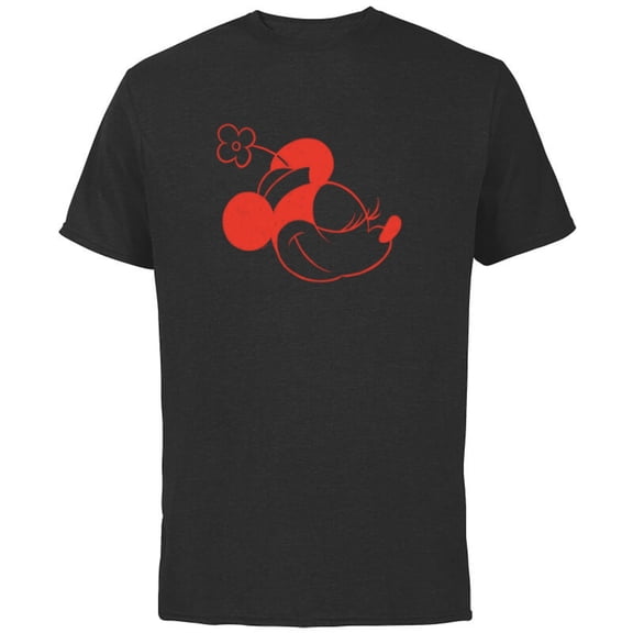 Disney Minnie Mouse Classic Retro Vintage Flower Hat Head - Short Sleeve Cotton T-Shirt for Adults - Customized-Black