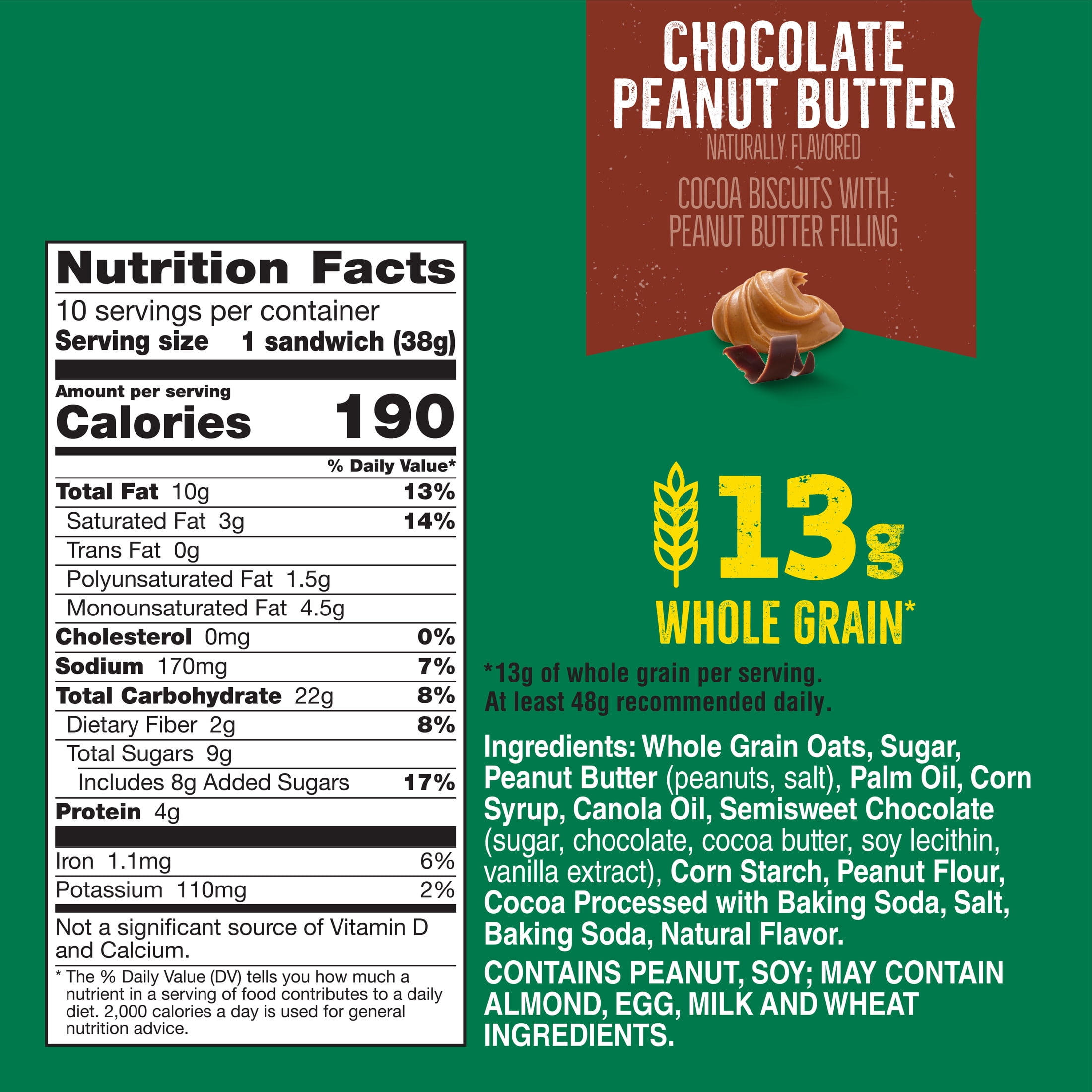(6 pack) Nature Valley Biscuit Sandwiches, Chocolate Peanut Butter, Snack Bars, 10 Bars, 13.5 oz