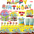 thumbnail image 2 of Suministros de decoración desechables de Bob Esponja de dibujos animados para fiesta de cumpleaños, películas animadas preescolares, vajilla, mantel de papel para niña y bebé, 2 of 5