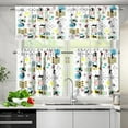 thumbnail image 3 of Mid Century Cat Kitchen Curtain Retro Colorful Modern Abstract Valance and Tier Set Short Curtian Bedroom Dining Room Office Living Room 54 x 18 inches + 27.5 x 35.8 inches *2, Style-6, 3 of 4