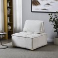 thumbnail image 2 of Lazy sofa ottoman with gold wooden legs teddy fabric (White), 2 of 9