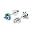 thumbnail image 2 of 14K Solid Gold Screw Back Stud Earrings for Women | 2 cttw Round Cut Blue Moissanite | White Gold, 2 of 5