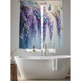 thumbnail image 5 of Butterfly Flower Sheer Curtains 63 Inch Length 2 Panels Set, Pastoral Purple Painting Grunge Art Voile Window Treatment Rod Pocket Curtains Sheers Drapes for Bedroom/Living Room/Kitchen 52x"63"x2, 5 of 7