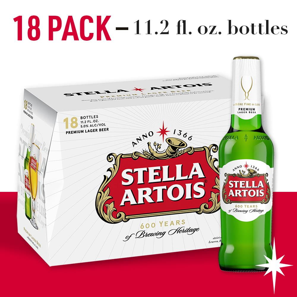 Stella Artois Lager, 18 Pack Beer, 11.2 FL OZ Bottles