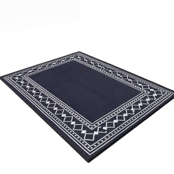 Riedhoff Outdoor Rug 9'x12', Geometric, Dark Blue