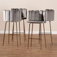 thumbnail image 6 of Bowery Hill Grey Velvet Upholstered and Gold Finished 4-Piece Bar Stool Set, 6 of 7