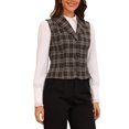 thumbnail image 4 of INSPIRE CHIC Plaid Vest for Women's Shawl Collar Single Breasted V Neck Sleeveless Vintage Waistcoat, 4 of 6