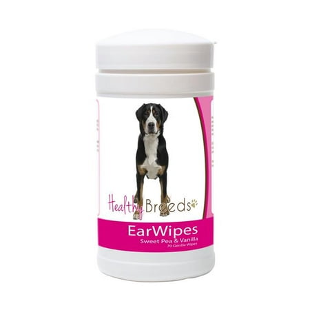 healthy breeds dog ear cleansing wipes for greater swiss mountain dog - over 80 breeds  removes dirt, wax, yeast  70 count  easier than drops, wash, solutions  helps prevent infections and