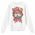 thumbnail image 4 of Rugrats Chuckie Born To Rock Roses Crew Neck Long Sleeve Women's White Sweatshirt-XL, 4 of 7