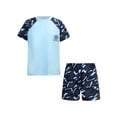 thumbnail image 1 of Yeahdor Boys Short Sleeve Printed Rash Guard Two Pieces Swimsuit Set Summer Beach Bathing Suit Sky Blue A 4XL, 1 of 7