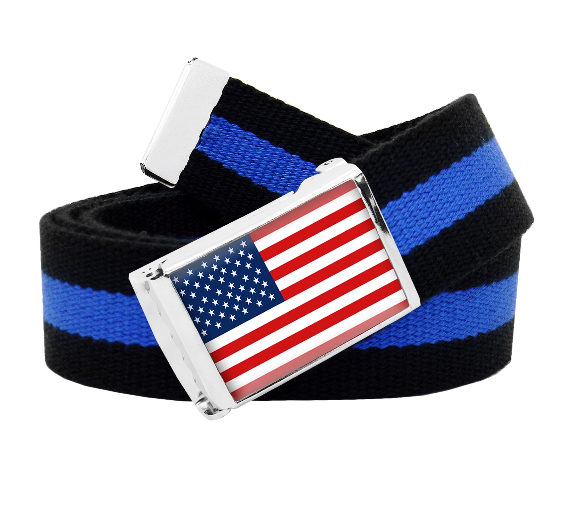 Build A Belt American Flag Flip Top Men's Belt Buckle with Canvas 