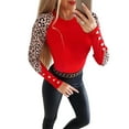 thumbnail image 4 of DYMADE Women Long Sleeve Leopard Print Patch Slim Fitting Top, 4 of 4