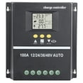thumbnail image 1 of Controlador de carga solar MPPT con puerto USB dual, pantalla LCD retroiluminada, regulador de panel solar de 12 V, 24 V, 36 V y 48 V adaptativo., 1 of 14