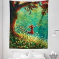 thumbnail image 1 of Woods Tapestry, Oil Painting of a Girl Releasing a Bird in a Forest or a Meadow During Fall Season, Fabric Wall Hanging Decor for Bedroom Living Room Dorm, 5 Sizes, Multicolor, by Ambesonne, 1 of 1