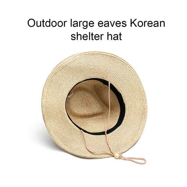 VONKY Stay Cool In Sun With Foldable Wide Brim Hat Man Straw Hat Easy To  Carry Men's Plus Size Sun Hat Mix beige M 58cm 1Set 