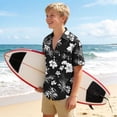 thumbnail image 6 of LEKWK Boys Button Down Hawaiian Shirts Kids Short Sleeve Tropical Print T-Shirt Lightweight Breathable Summer Tops Beach Vacation Holiday Resort Wear, 6 of 8