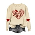 thumbnail image 1 of RKSTN Chandail en Molleton de la Saint-Valentin pour Femmes Imprimé Cœur d'Amour Couleur Unie Col Rond Manches Longues Blouse Ample, 1 of 6