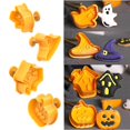 thumbnail image 4 of Halloween 4 Uds calabaza fantasma cortador de galletas de plástico moldes de galletas 3D para hornear accesorios de decoración de pasteles, 4 of 5