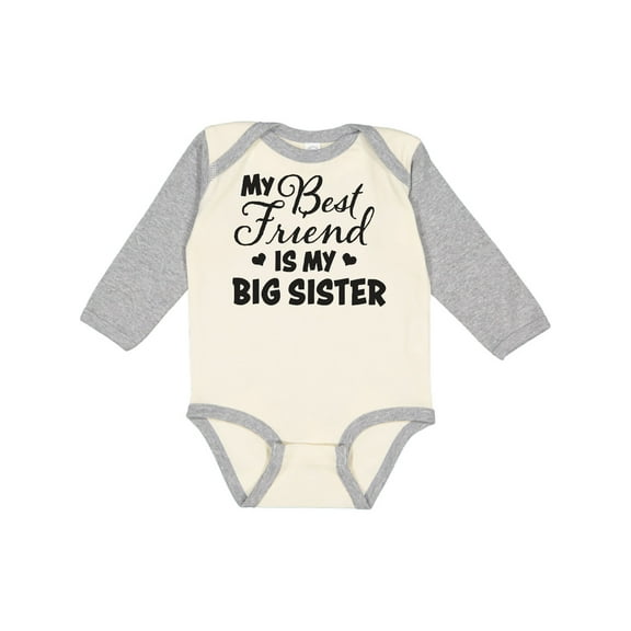 Inktastic My Best Friend is My Big Sister with Hearts Boys or Girls Long Sleeve Baby Bodysuit