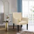 thumbnail image 2 of Costway Executive Guest Chair Reception  Arm Chair w/Rubber Wood Legs Beige, 2 of 11