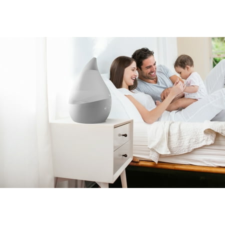 CRANE - 1 Gal. Drop Cool Mist Humidifier with Sound Machine - Grey