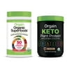Orgain - Organic Vegan Green Superfoods Powder with Antioxidants & 1 Billion Probiotics - Berry (0.62 LB) + Keto Protein Powder - Chocolate (0.97 LB)