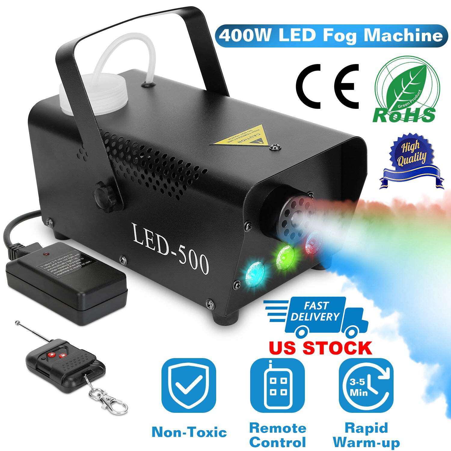 RGB LED Smoke Fog Machine with Remote Control, 400W