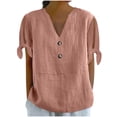 thumbnail image 2 of mfyjkho Tops Para Salir, Camiseta Holgada De Manga Corta Con Cuello En V Y Botones Para Mujer, Estilo Informal Y Moderno. Tops Para Salir Para Mujer Xl, 2 of 5