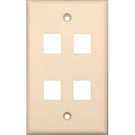 Modular Wall Jack 4 Conductor - Wallplate For Keystone Jacks And Modular Inserts Four Ports Lt. Almond