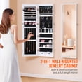 thumbnail image 2 of KFFKFF Reflective Jewelry Storage, 47.05-Inch Height Secure Jewelry Storage Cabinet with Full-Sized Mirror, Adaptable to Wall or Door, Jewelry Mirror Holder , White, 2 of 9
