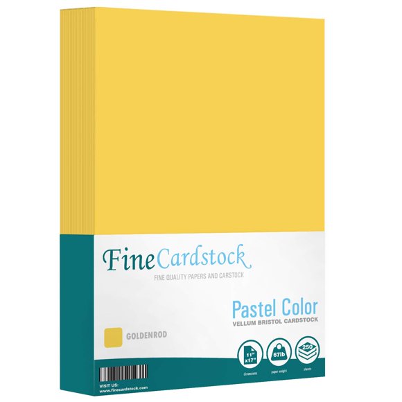 Color Cardstock Paper 67 Vellum Bristol, Sizes: 8.5 x 11 | 11 x 17 | 8.5 x 14 |1 Ream of 250 Sheets Per Pack. (11 x 17 Goldenrod)