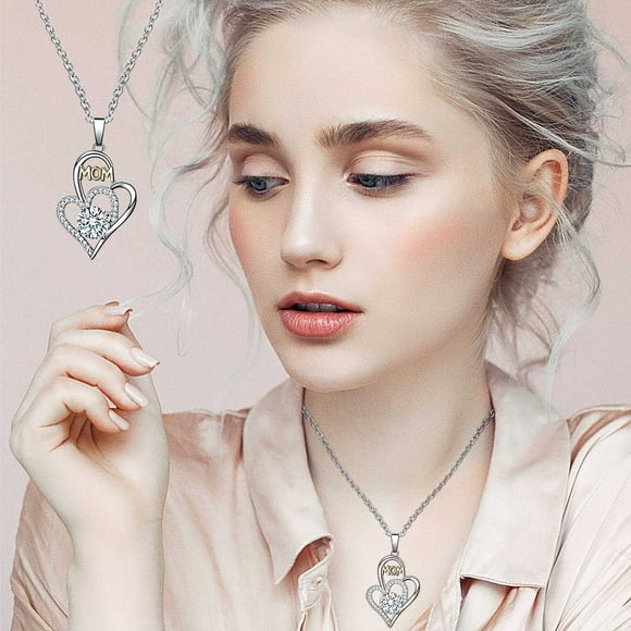 Ausyst Necklace for Women Mother's Day Female Heart Necklace Exquisite Silver Plated Love Clavicle Chain Jewelry for Women on Sale Clearance