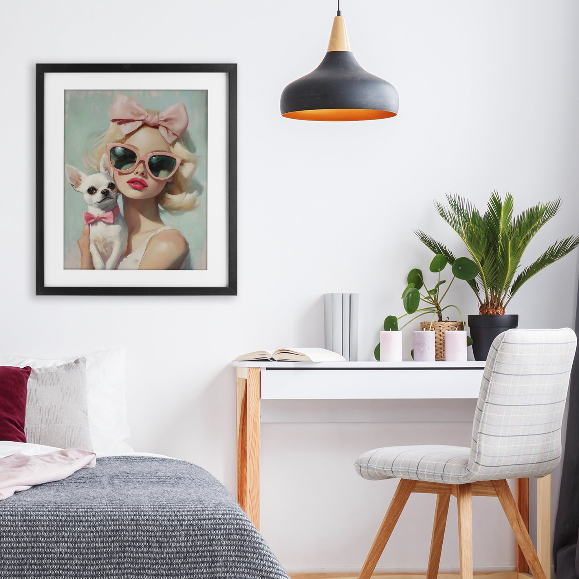Stupell Industries Girl with Chihuahua Black Framed Print Under Glass, design by The Prints Vibe