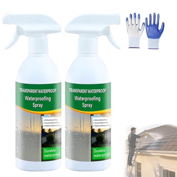2025 New Fast-Drying Transparent Leak Spray - Waterproof Sealant with Anti-Leakage & Crack Repair, Polyurethane Coating for Ceramic, Wood, Metal, Concrete, Roof, Wall, Pipes & Tiles (2PCS)