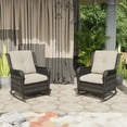 thumbnail image 5 of MeetLeisure 2 Pieces Hand-woven Wicker Outdoor Rocking Chair with Cushion, Beige, 5 of 10