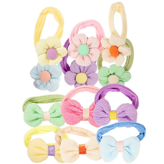 Niceauty Bowknot Hair Ties for Girls Assorted Color Fabric 12Pcs
