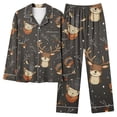 thumbnail image 3 of VBTAPA Women's 2 Piece Pajama Sets Matching Christmas Pajamas Xmas Tree Printed Long Sleeve Button Down Shirts and Wide Leg Pants Loungewear Pj Set with Pockets Cyber and Monday DealsMulticolor S, 3 of 6