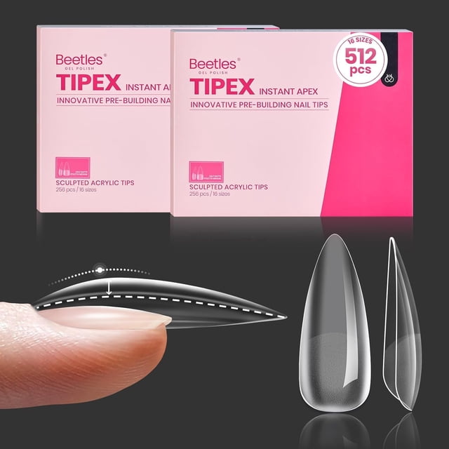 Puntas para uñas Beetles Tipex Instant Apex 512 unidades, stiletto mediano